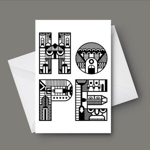 Carte de voeux d'encouragement : motif « HOPE » en relief | Message édifiant de soutien et de motivation