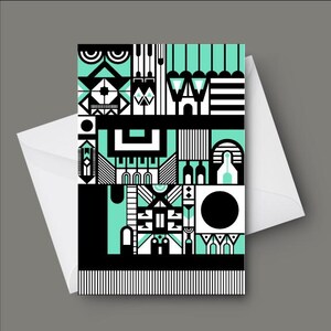 Carte de voeux en relief d'inspiration Art déco | Carte vierge élégante pour messages personnalisés | Papeterie élégante