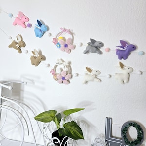 Easter Felt Garland  | Rabbit Felt Garland Decor | Bunny Garland Decor | Nursery Garland Decor | Spring garland Decor | Wall Hanging Decor