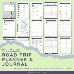 Road Trip Travel Planner and Journal - vacation planner, daily itinerary planner, budget tracker, hotel tracker, memories and more! (pdf)