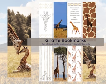 Printable Giraffe Bookmarks, Giraffe love, African animal beauty from the savannah