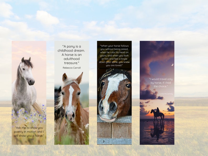 Horse Book Mark, Printable Bookmark, Horse Quotes - Etsy