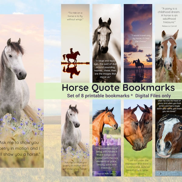 Horse Book Mark, Printable Bookmark, Horse Quotes