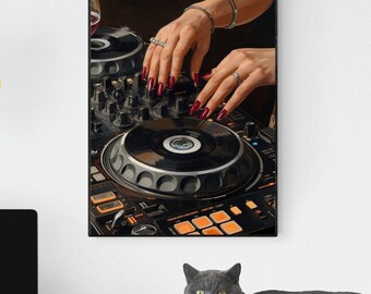 DJ Decks Wall Art Print | DJ Poster | Music Lover Gift | Club DJ Decor | Turntable Art | Dj Booth Aesthetic | Digital Download
