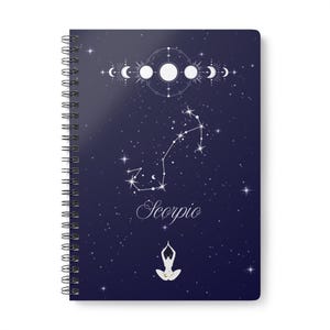 Cahier à reliure spirale étoilé Scorpion, journal céleste, cadeau astrologie, cahier à spirales A5, agenda cosmique, papeterie horoscope