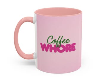 Coffee Whore Mug - Funny Y2K Aesthetic Coffee Cup - Pink Sarcastic Gift for Coffee Lovers - Office Humour, Unique , Perfect for Birthdays
