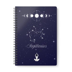 Cahier à reliure spirale étoilé Sagittaire, journal céleste, cadeau astrologie, cahier à spirales A5, agenda cosmique, papeterie horoscope