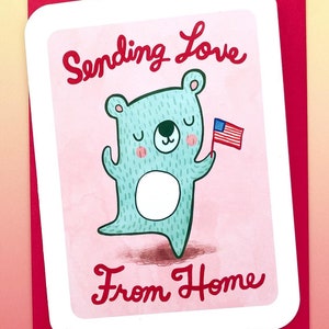 Enviando amor de casa, urso - cartão de implantação, cartão militar, pacote de cuidados com saudades, cartão de felicitações militar de longa distância, implantação militar