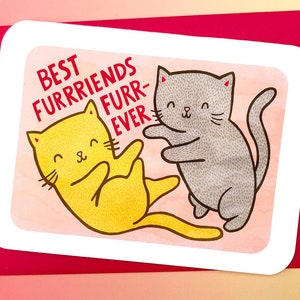 Meilleurs amis chats - Carte Furever mignonne pour chats Best Friends, cadeau pour amoureux des chats
