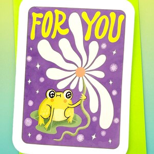 For You Groovy Frog - Leuke Valentijnsdagkaart grappige liefdeskaart vriendje kaart voor vriendin verjaardagskaart Cottagecore Frog Cute