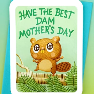 Melhor Dia das Mães da Barragem Beaver - Cartão fofo para o Dia das Mães, trocadilhos para o Dia das Mães, cartão engraçado para o Dia das Mães, cartão doce para o Dia das Mães, presente exclusivo