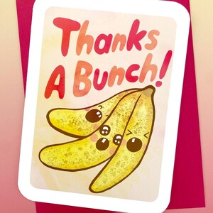 Merci un tas de bananes - Jolie carte de remerciement Carte de remerciement Carte de gratitude Fruit drôle Carte de remerciement stupide
