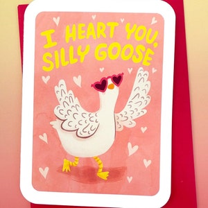 Te amo, ganso tonto: linda tarjeta del día de San Valentín, divertida tarjeta de amor, tarjeta para novio, tarjeta de aniversario, juegos de palabras divertidos para San Valentín