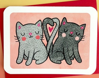 Kitties in Love - anniversary card valentine card friend cat valentine card her gift for her i love you card wife card cat lover valentine