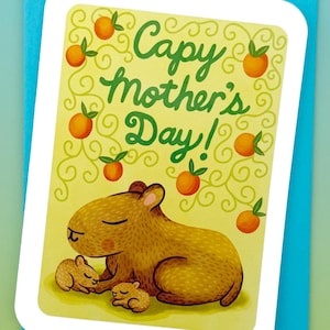 Capy Dia das Mães Capivara - Cartão fofo para o Dia das Mães, trocadilhos para o Dia das Mães, cartão engraçado para o Dia das Mães, cartão doce para o Dia das Mães, presente exclusivo para a mãe