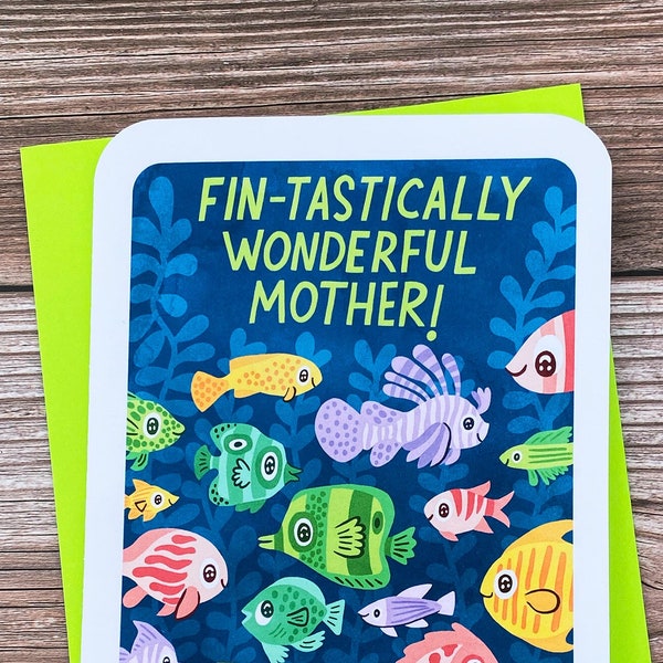 Fin-tastically Wonderful Mother -Cute Mother’s day card for mom funny mothers day card puns sweet mothers day card ocean-lover gift for mom