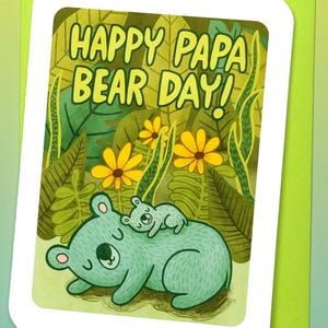 Joyeuse fête des pères ours - Carte de fête des pères pour papa Jolie carte de fête des pères Carte de fête des pères douce Carte de grand-père Papa ours Carte de fête des pères mari