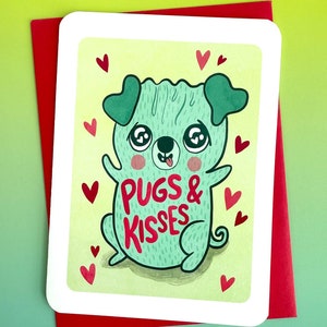 Pugs and Kisses Valentine&#39;s Day Card: Funny Dog Anniversary Card