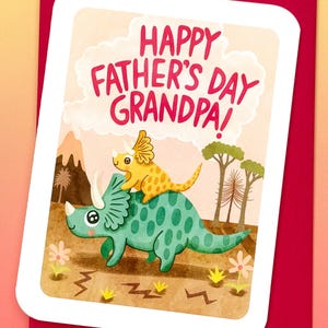 Buon giorno del papà nonno - Biglietto per la festa del papà con dinosauro Dolce biglietto per la festa del papà per il nonno Biglietto per bambini Simpatico regalo per la festa del papà Dinosauri