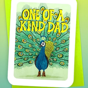 Papa unique en son genre - Carte de fête des pères paon Carte de fête des pères originale pour papa Carte d'enfant Cadeau de fête des pères mignon Plumes de paon