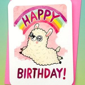 Lama arc-en-ciel - carte d'anniversaire drôle carte d'anniversaire petite amie carte d'anniversaire ami pour son meilleur ami carte d'anniversaire alpaga carte d'anniversaire