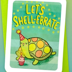 Let's Shell-ebrate Happy Birthday Card-divertenti biglietti di auguri di compleanno con giochi di parole per festeggiare un amico, biglietto di compleanno tartaruga per bambini, biglietto di compleanno per il migliore amico