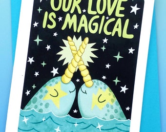 Sweet Narwhal Valentine's Day Card: Our Love is Magical, Anniversary