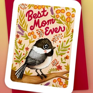 Best Mom Ever Chickadee - Niedliche Muttertagskarte für Mama Vogelliebhaber Karte Muttertagskarte süße Muttertagskarte Frühlingsblumen Vögel