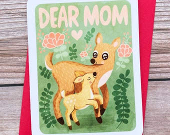 Dear Mom - Sweet Mothers Day Card Floral Gifts for Mom Mothers Day Gift Mom Birthday Card Happy Mother's Day Card for Mom Gift for Mom Card