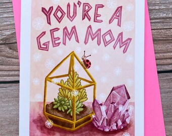 You're a Gem Mom - Cute Mother's Day Card for mom Ladybug mothers day funny sweet mothers day card unique gift for mother cute card gems
