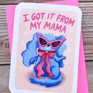 Got it from My Mama Cute Mothers day card for mom funny mom greeting card sweet birthday card for mom dog-lover dog mom card cute bows image 1