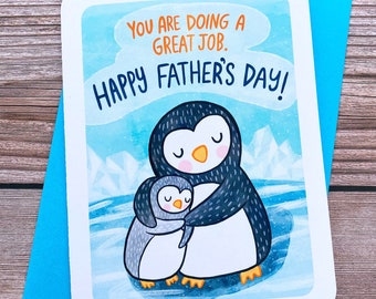 Doing a Great job New Dad Card - First Father's Day card Sweet Fathers Day Card for New Dad Card from baby Father's day gift Penguin Dad