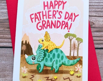 Happy Father's Day Grandpa - Dinosaur Father's Day card Sweet Fathers Day Card for Grandpa Card from kid Cute Father's day gift Dinosaurs