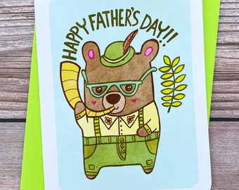 Lederhosen Bear Dad -Papa Bear Card Father's Day Card for Dad Awesome Dad Card Cute Fathers Day Card Dad Card Happy Fathers day Grandpa Card