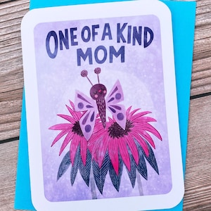 Borboleta única para a mãe - Cartão fofo para o dia das mães, presente floral para o dia das mães, cartão doce para o dia das mães, presente de aniversário para a mãe, mãe única