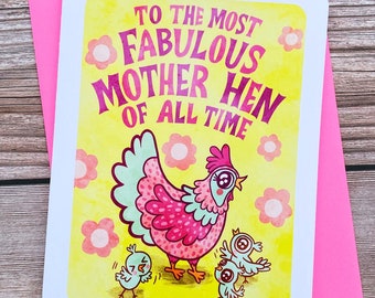 Fabulous Mother Hen -Chicken Mother’s day card for mom mothers day gift funny mothers day card sweet mothers day card unique gift for mother