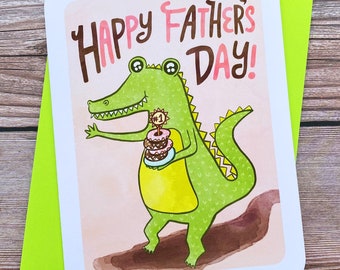 Crocodile Happy Father's Day Card - Father's Day Card for Dad Awesome Dad Card Cute Fathers Day Card Dad Card Sweet Fathers day Card Grandpa