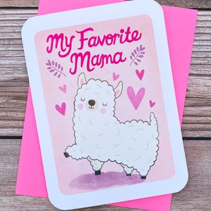 Carte de fête des mères amusante pour maman - Ma maman lama préférée - Carte de fête des mères douce pour maman Ma carte de maman préférée Cadeau de fête des mères heureuse pour maman