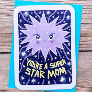 You're a Superstar Mom Cute Mothers day card for mom Celestial mothers day stars sweet mothers day card superstar gift for mom birthday image 1