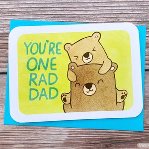Rad Dad Bear - Biglietto per la festa del papà per papà Biglietto Papa Bear Biglietto per papà fantastico Biglietto per la festa del papà carino Biglietto di apprezzamento per il papà Biglietto per il nonno dal figlio