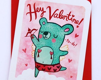 Cupid Bear - Valentines day card funny love card boyfriend card husband card for girlfriend funny valentine card gift for her wife card