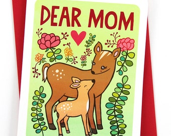 Dear Mom - Sweet Mothers Day Card Floral Gifts for Mom Mothers Day Gift Mom Birthday Card Happy Mother's Day Card for Mom Gift for Mom Card