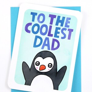 Aan de coolste vader - Vaderdagkaart voor papa Geweldige vaderkaart Leuke vaderdagkaart Papakaart Sweet Fathers-dagkaart Pinguïn papakaart