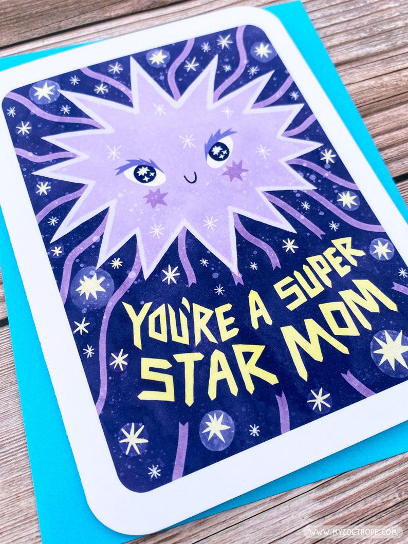 You're a Superstar Mom Cute Mothers day card for mom Celestial mothers day stars sweet mothers day card superstar gift for mom birthday image 2