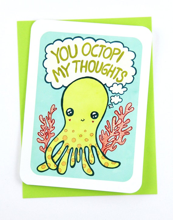Cute and Funny Word Pun Anniversary card You Octopi My Heart Birthday Love You You/'re the Best Card.