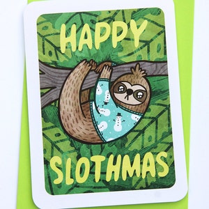 Buon Slothmas - Biglietto di Natale con maglione brutto Biglietto di auguri divertente per le feste Bradipo Biglietto di Natale divertente Biglietto di auguri per le feste Biglietto con maglione brutto