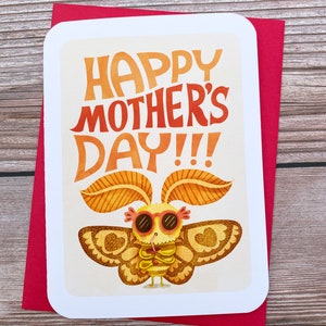 Cartão de Dia das Mães da Mariposa - Cartão fofo de Dia das Mães para a mãe, cartão engraçado e doce de Dia das Mães, presente exclusivo para a mãe, cartão fofo, cartão retrô