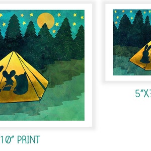 Summer Camping 8x10 or 5x7 Illustration Print - Etsy