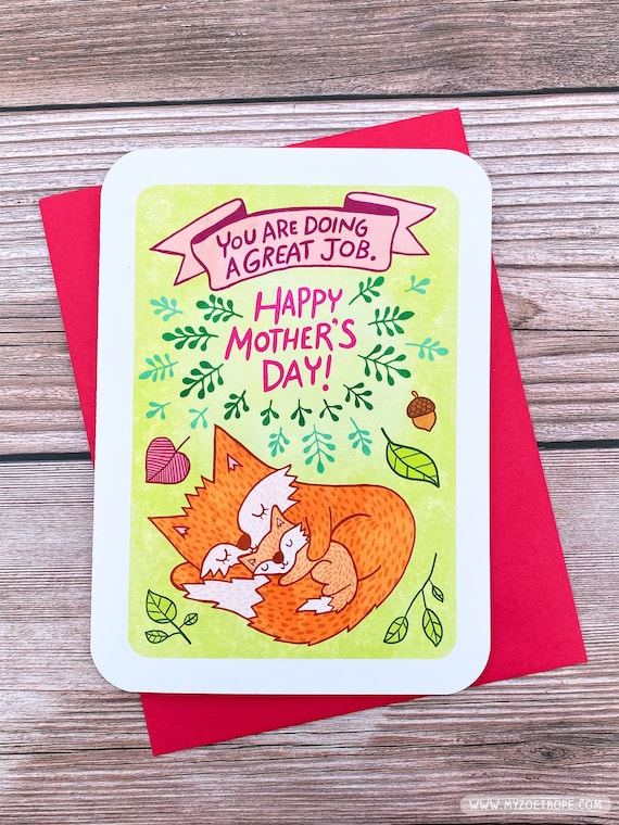 Doing a Great job New Mom Card - New Mother's Day card Sweet Mothers Day Card for New Mom Card from baby Mother's day gift Cute Fox Mom Card
