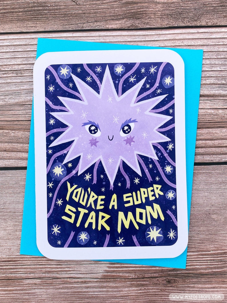 You're a Superstar Mom Cute Mothers day card for mom Celestial mothers day stars sweet mothers day card superstar gift for mom birthday image 1